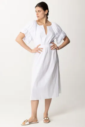 Midi dress in stretch cotton-blend poplin