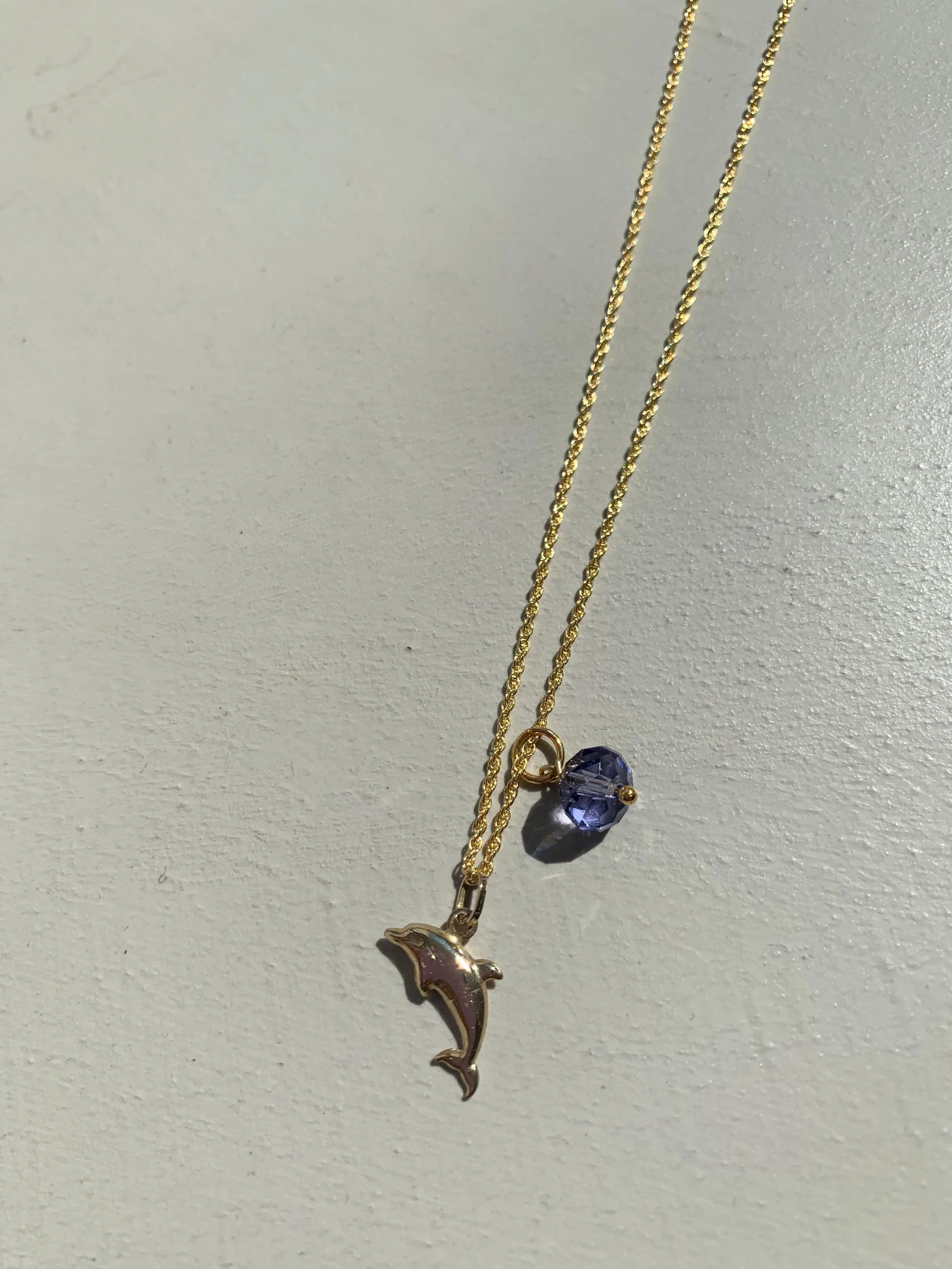 MOON DOLPHIN VINTAGE 18K GOLD PLATED NECKLACE 45CMS