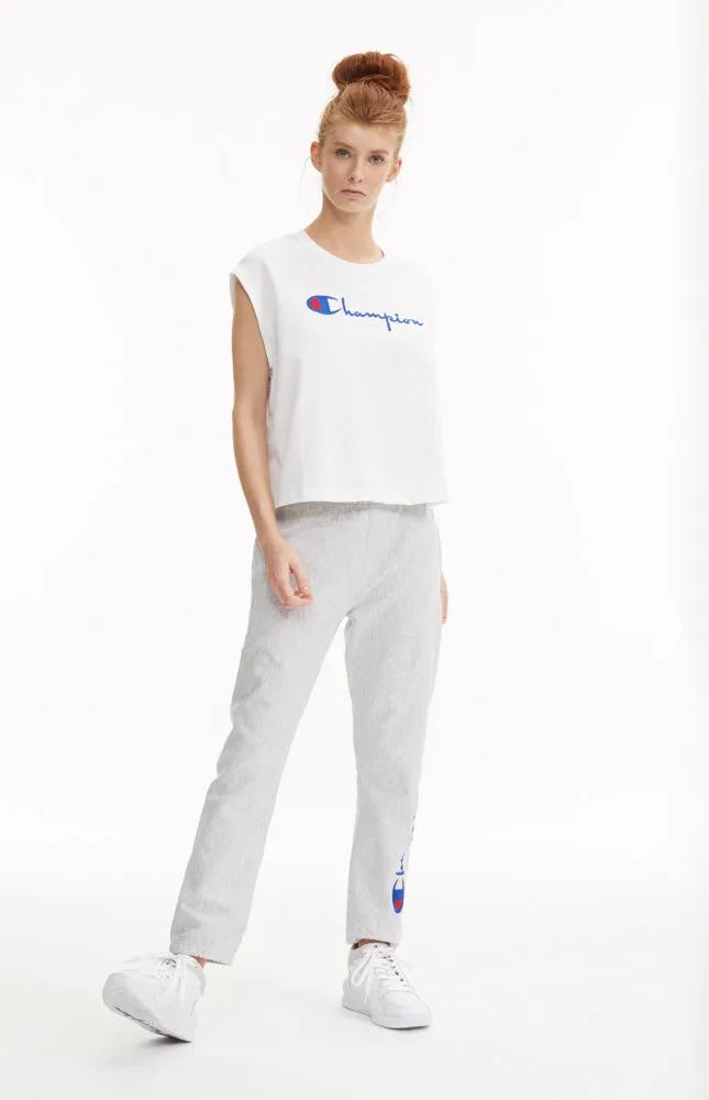 OVERSIZED CROPPED LOGO CREW TSHIRT WHITE