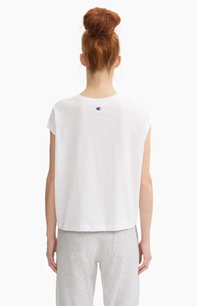 OVERSIZED CROPPED LOGO CREW TSHIRT WHITE