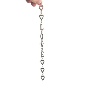 P R E - L O V E D // LOVE / sterling silver hearts and LOVE link bracelet / 7.5