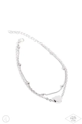 Paparazzi Ocean Heart Silver Anklet Bracelet