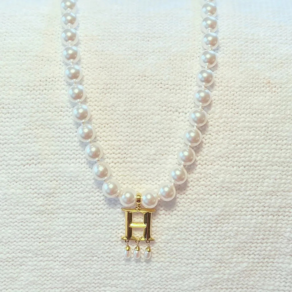 Pearl Necklace with Letter