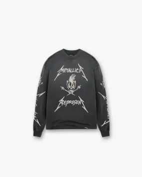 Represent X Metallica™️ Garage Inc Long Sleeve T-Shirt - Stained Black