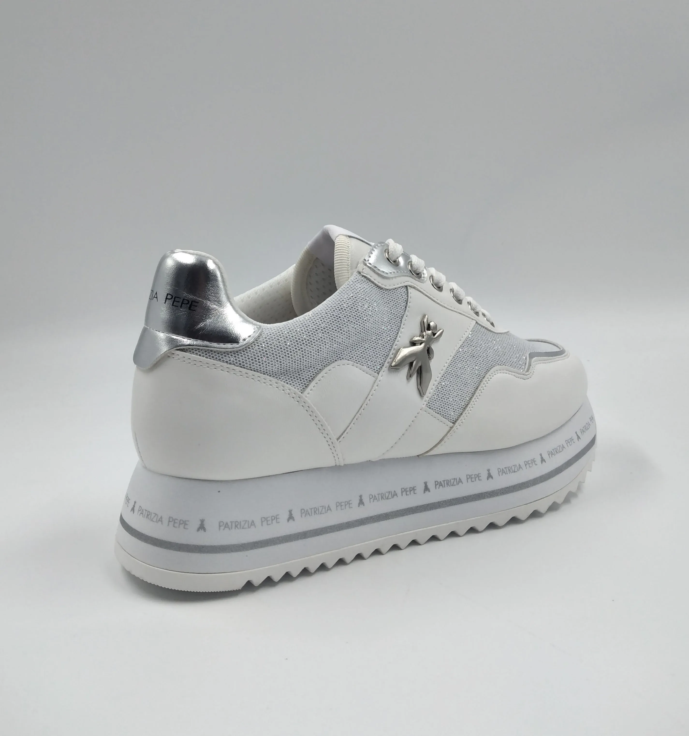 SNEAKERS INSERTI TESSUTO SILVER