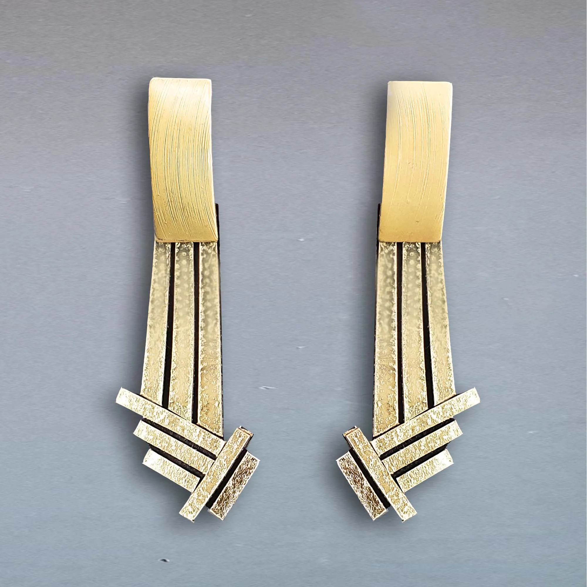 Stix gold long leather earrings