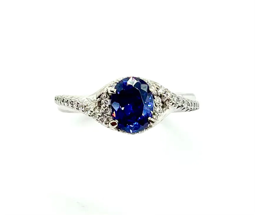 Tanzanite and Diamond Twist Ring