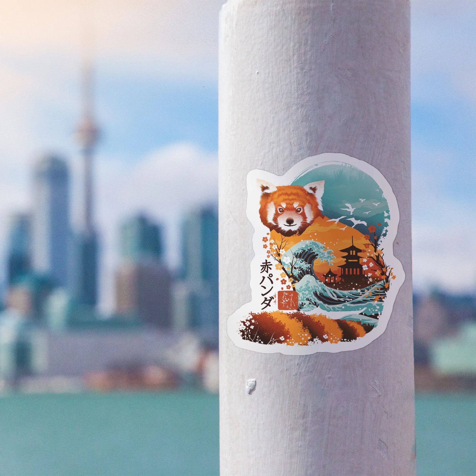 Ukiyo Japanese Red Panda Sticker