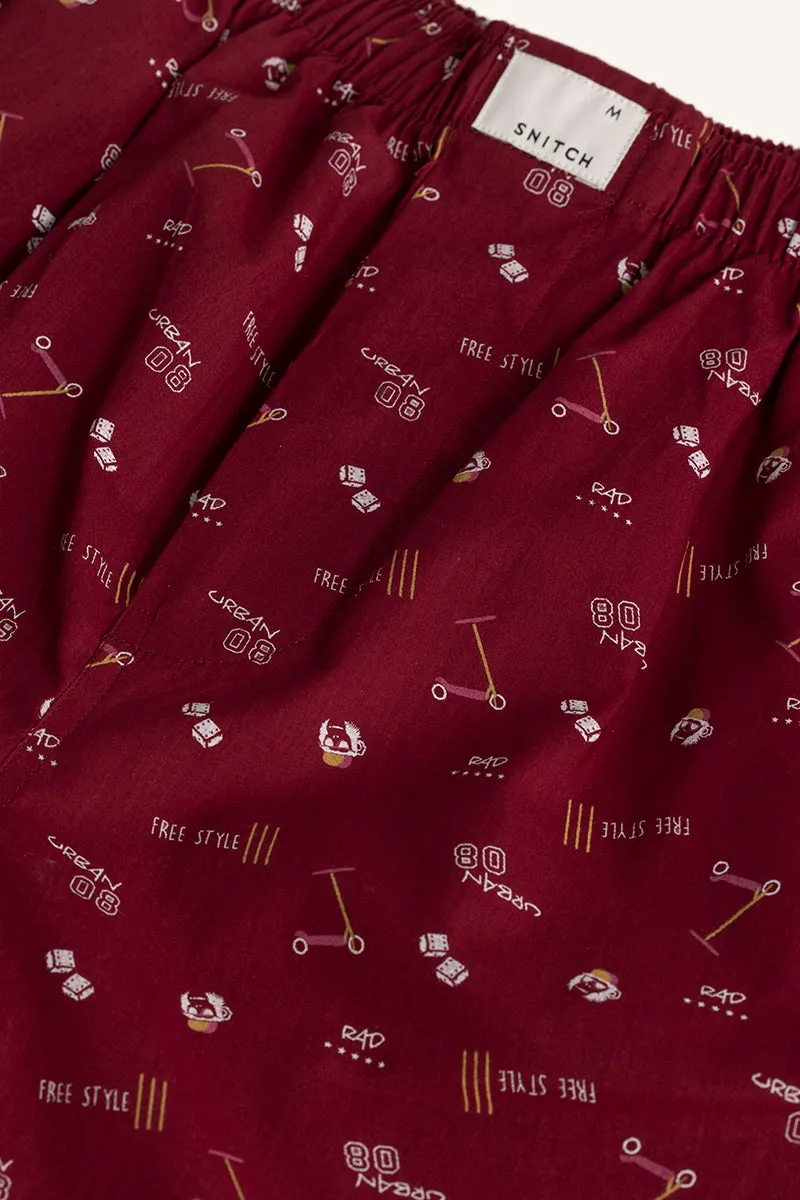 Urban Print Maroon Pyjama