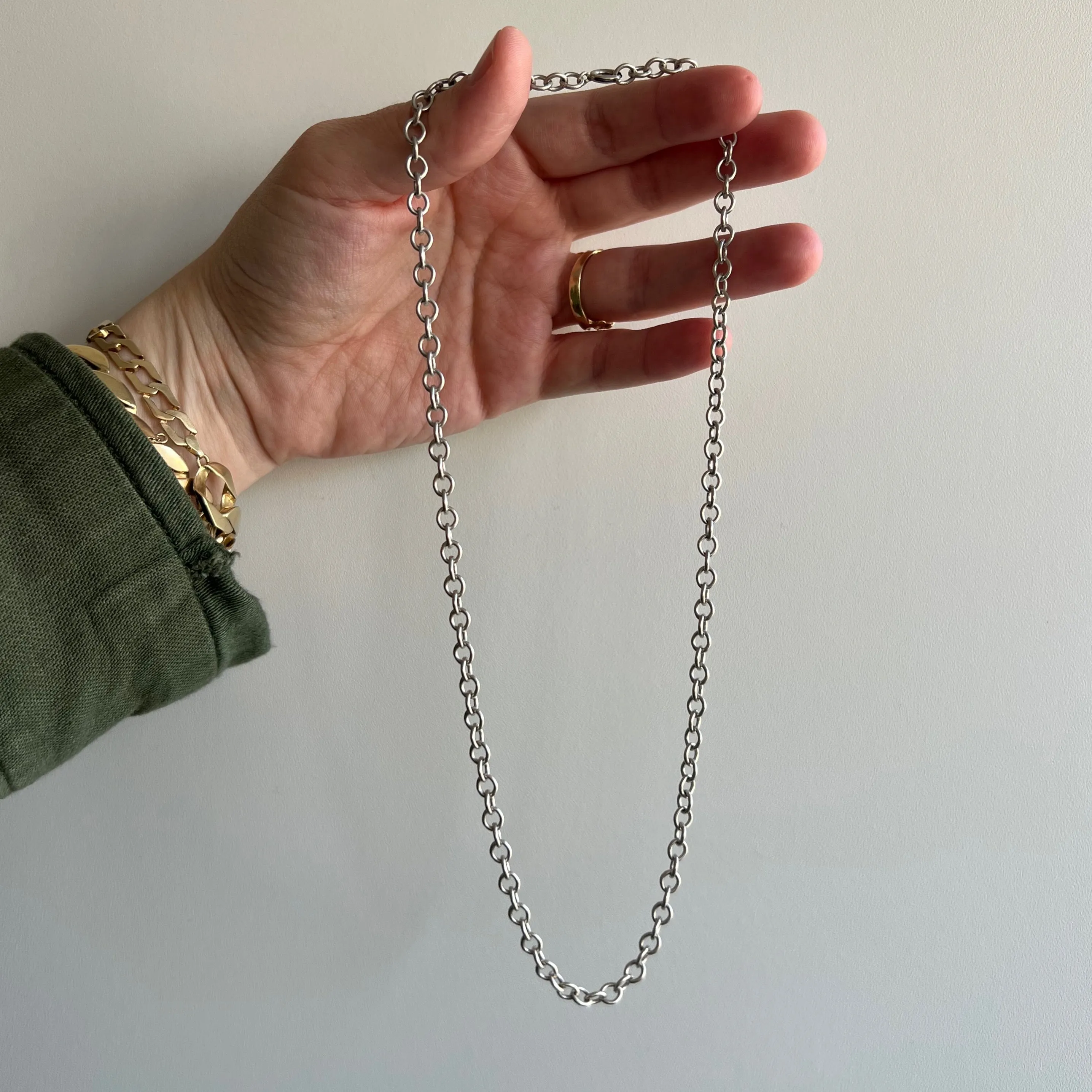 V I N T A G E // oval cable / sterling silver classic oval cable chain / 18.25, 12g