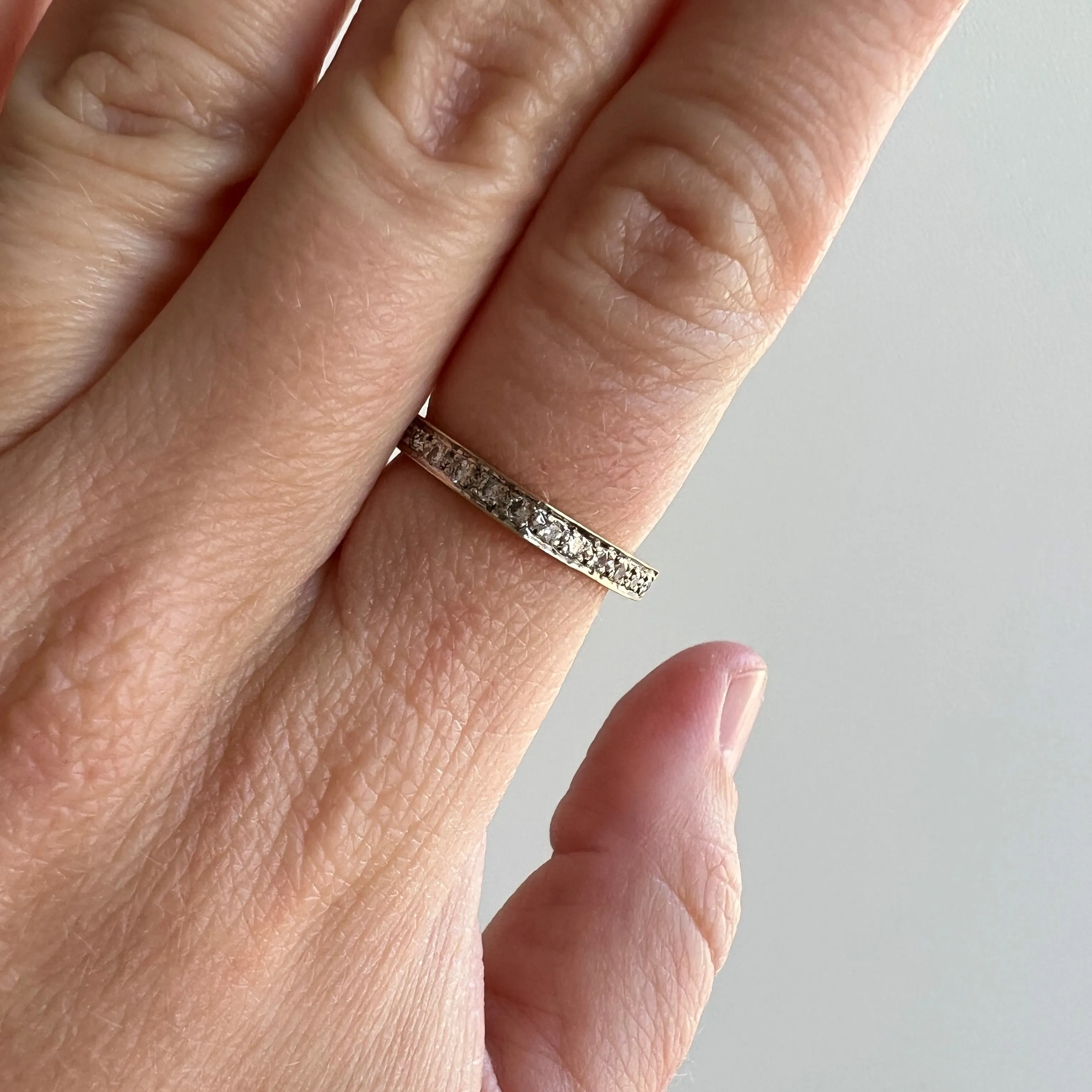 V I N T A G E // shape play / 14k yellow and white gold band with diamonds / size 5.75