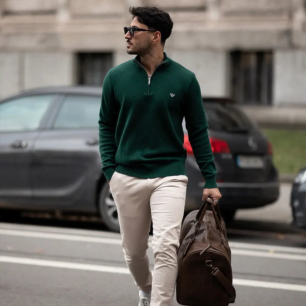 Walker & Hunt - Bottle Green Knitted 1/4 Zip