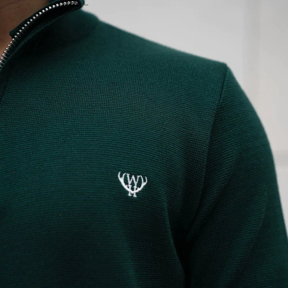 Walker & Hunt - Bottle Green Knitted 1/4 Zip