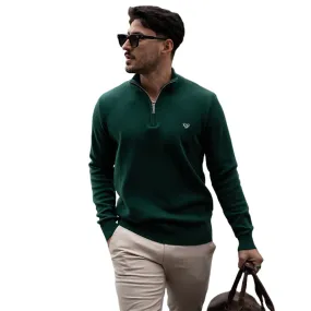 Walker & Hunt - Bottle Green Knitted 1/4 Zip