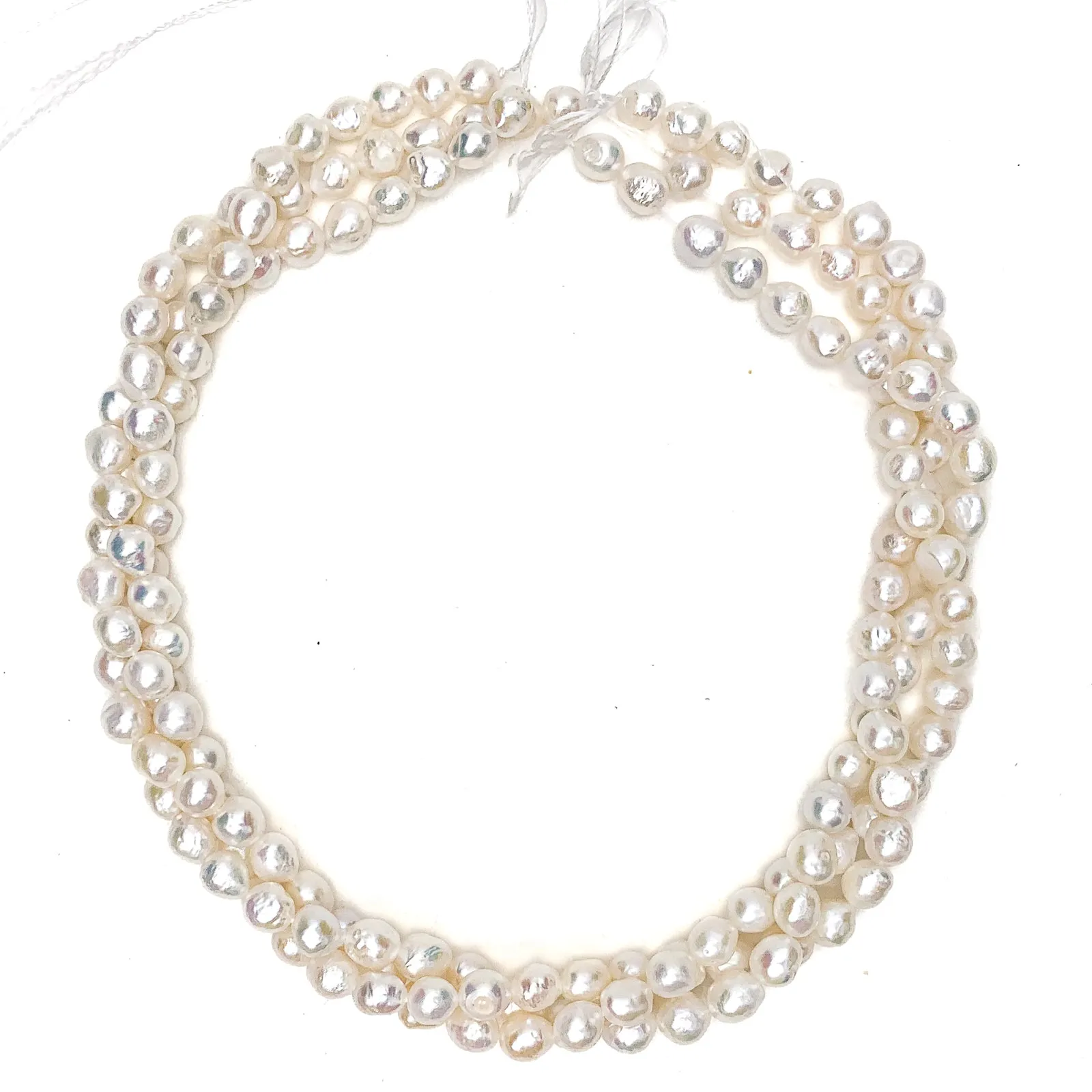 White Baroque Freshwater Pearl Bead Strand